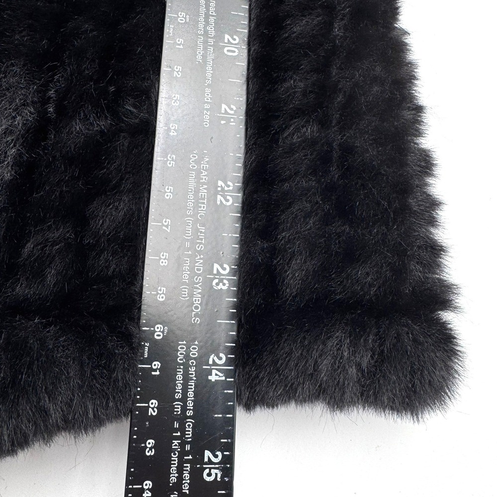 AMARYLLIS Women's XS SOFT Black Faux Fur Vest Open Front Draped Collar Layering - Picture 6 of 6